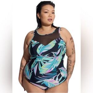 New Torrid Wireless Mesh‎ High Neck One Piece Swimsuit size 1x